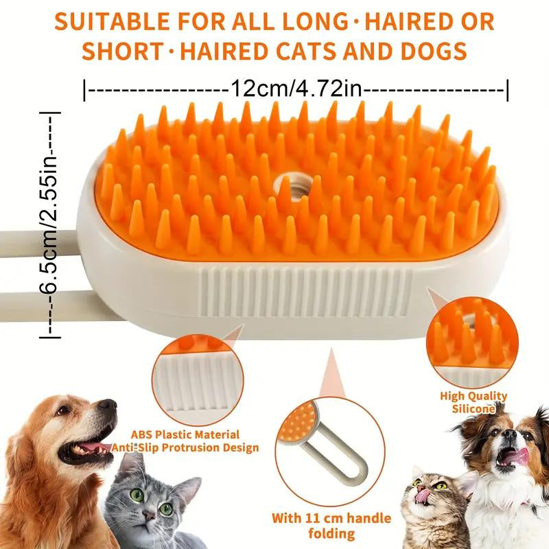 【M Spoiled】Pet Steam Brush for Dog & Cat ,2Nd Generation 3-In-1 Steam Hair Removal Comb, Steam Grooming Comb, Water Brush for Shedding & Grooming, Pet Spray Comb, Cat Steam Brush, Cat Hair Removal Spray Brush (Khaki & White)