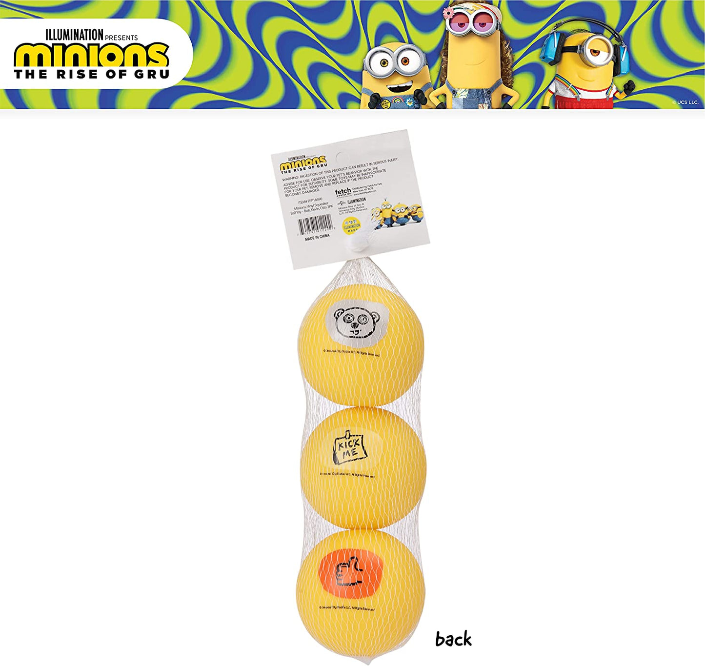 Despicable Me Vinyl Squeaker Ball Dog Toys Bob, Kevin, and Otto, 3 Pack | Yellow Plastic Small Squeaky Dog Chew Toys from | Plastic Dog Toys