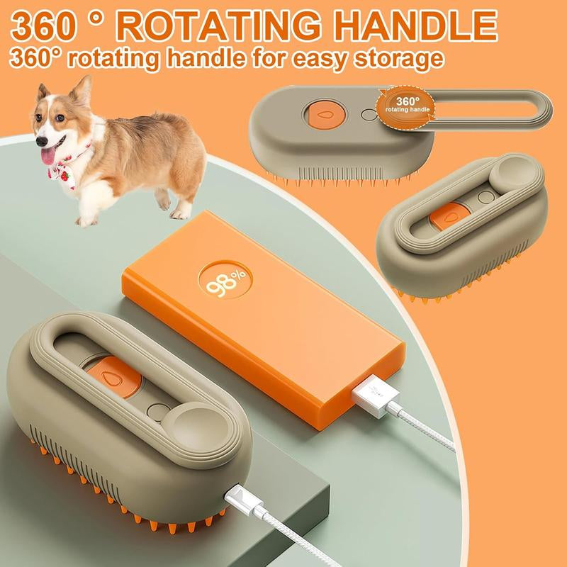 【M Spoiled】Pet Steam Brush for Dog & Cat ,2Nd Generation 3-In-1 Steam Hair Removal Comb, Steam Grooming Comb, Water Brush for Shedding & Grooming, Pet Spray Comb, Cat Steam Brush, Cat Hair Removal Spray Brush (Khaki & White)