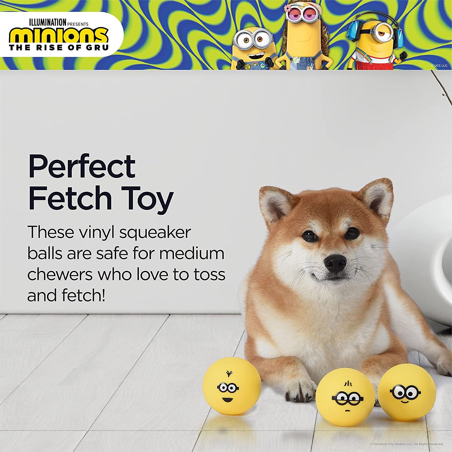 Despicable Me Vinyl Squeaker Ball Dog Toys Bob, Kevin, and Otto, 3 Pack | Yellow Plastic Small Squeaky Dog Chew Toys from | Plastic Dog Toys