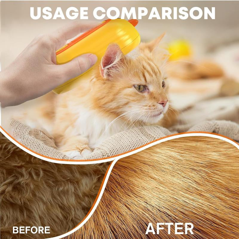 Petterm Upgraded 3 in 1 PET Steam Brush, Spray Hair Removal Comb with Release Button, Anti-Static Fine Spray, Effective for Dogs and Cats