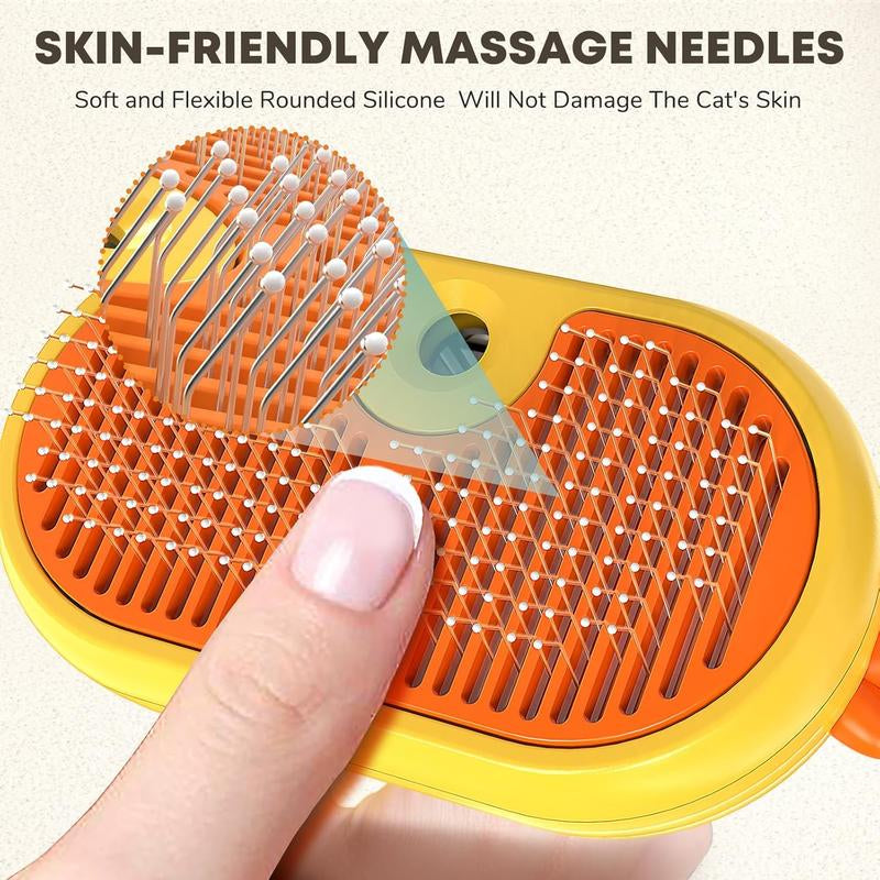 Petterm Upgraded 3 in 1 PET Steam Brush, Spray Hair Removal Comb with Release Button, Anti-Static Fine Spray, Effective for Dogs and Cats