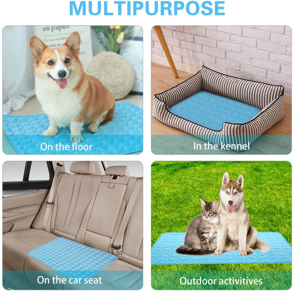 Ice Silk Pet Cooling Mat for Dogs & Cats - Summer Dog & Cat Cooling Pad, Portable & Washable for Kennel/Sofa/Bed/Floor/Car Seats