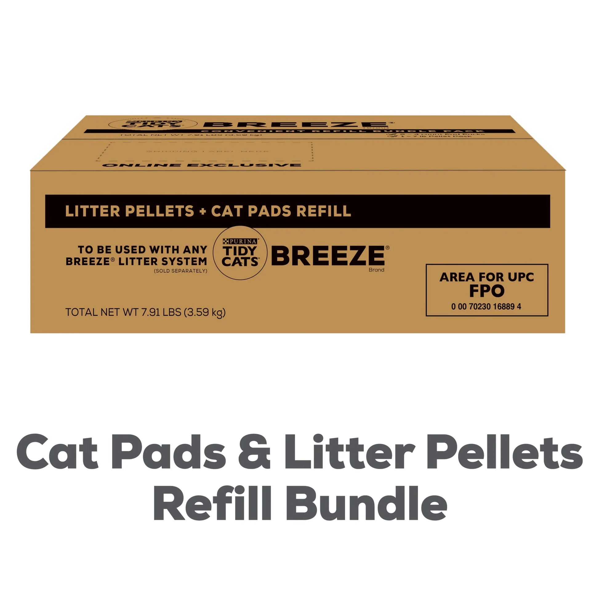 Purina  Breeze Non Clumping Cat Litter Pellets, Low Dust, Odor Control, (8) 7 Lb. Pouch