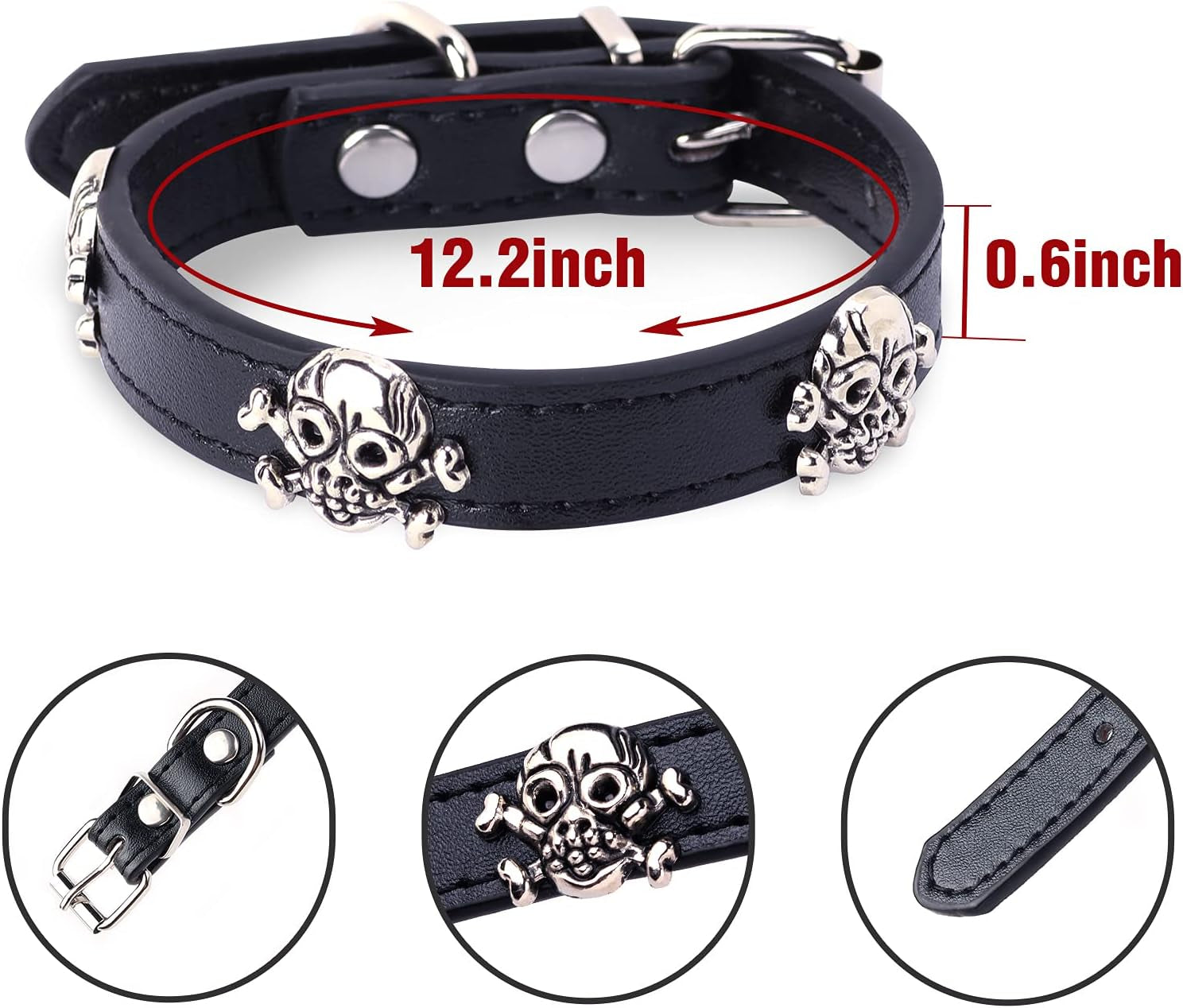 2 Pieces Pet Pirate Hat with Skull Studded Pet Leather Collar Pirate Cosplay Costume Accessories Photo Props for Cat Dog Puppy Halloween Dressing up (B)