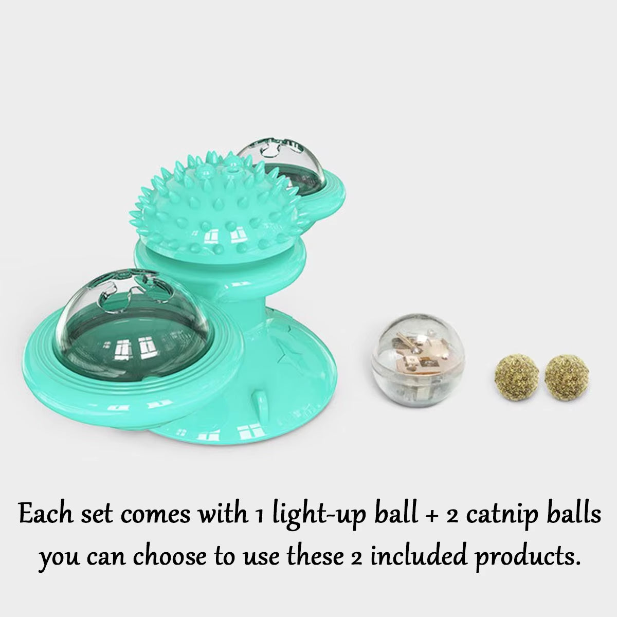 Multifunctional Cat Toy with Glowing Ball & Catnip, Suction Cup Design, Interactive Play & Teeth Massage