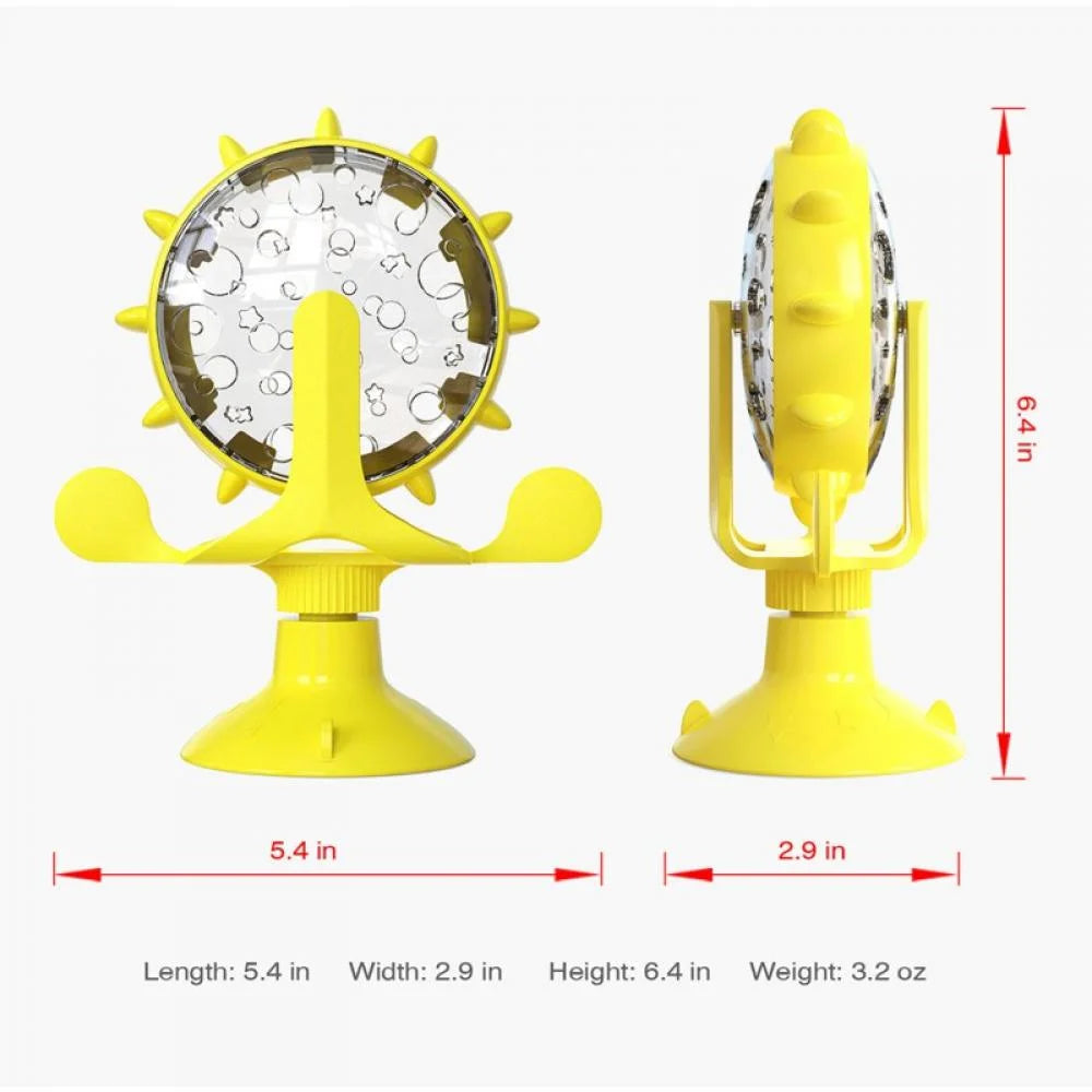 Cat Food Puzzle, Windmill Cat Toy, Turntable Food Dispenser, Multifunctional Interactive Teasing, Funny Kitten Toys Cat Leaking Food Puzzle Toy with Strong Suction Cup
