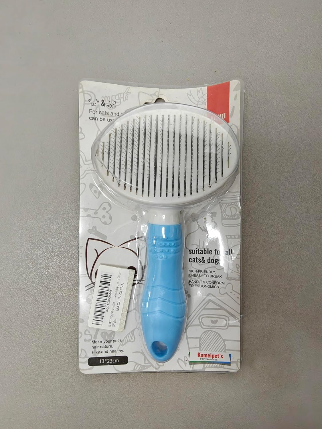 Self Cleaning Slicker Brush for Shedding and Grooming, Gently Removes Loose Undercoat, Mats Tangled Hair Pet Brush for Short and Long Hair (Blue)