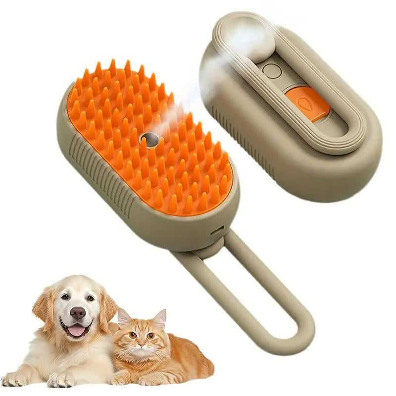 【M Spoiled】Pet Steam Brush for Dog & Cat ,2Nd Generation 3-In-1 Steam Hair Removal Comb, Steam Grooming Comb, Water Brush for Shedding & Grooming, Pet Spray Comb, Cat Steam Brush, Cat Hair Removal Spray Brush (Khaki & White)