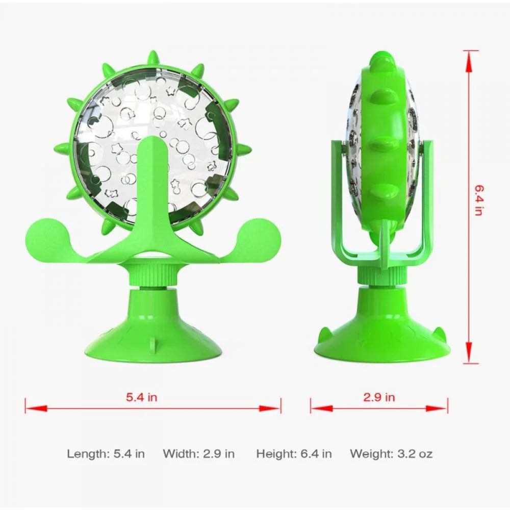 Cat Food Puzzle, Windmill Cat Toy, Turntable Food Dispenser, Multifunctional Interactive Teasing, Funny Kitten Toys Cat Leaking Food Puzzle Toy with Strong Suction Cup