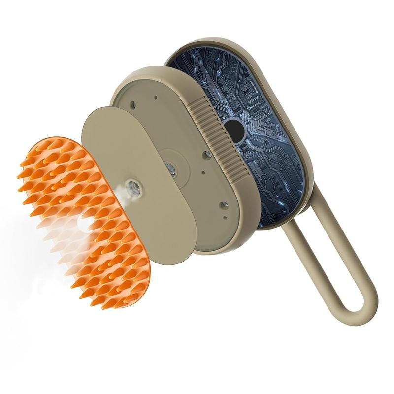【M Spoiled】Pet Steam Brush for Dog & Cat ,2Nd Generation 3-In-1 Steam Hair Removal Comb, Steam Grooming Comb, Water Brush for Shedding & Grooming, Pet Spray Comb, Cat Steam Brush, Cat Hair Removal Spray Brush (Khaki & White)