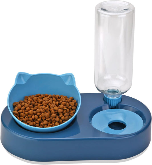 Cat Dog Automatic Water and Food Bowls,Tilted Cat Food Bowl Water Food Bowl Double 0-15°Adjustable Tilted Water and Food Bowl Set,Raised Pet Bowl for Cats or Small Dogs Cat Water Bowl