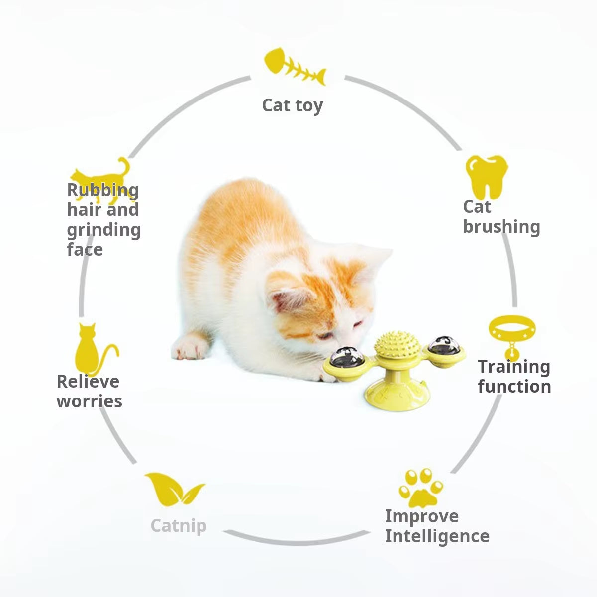 Multifunctional Cat Toy with Glowing Ball & Catnip, Suction Cup Design, Interactive Play & Teeth Massage