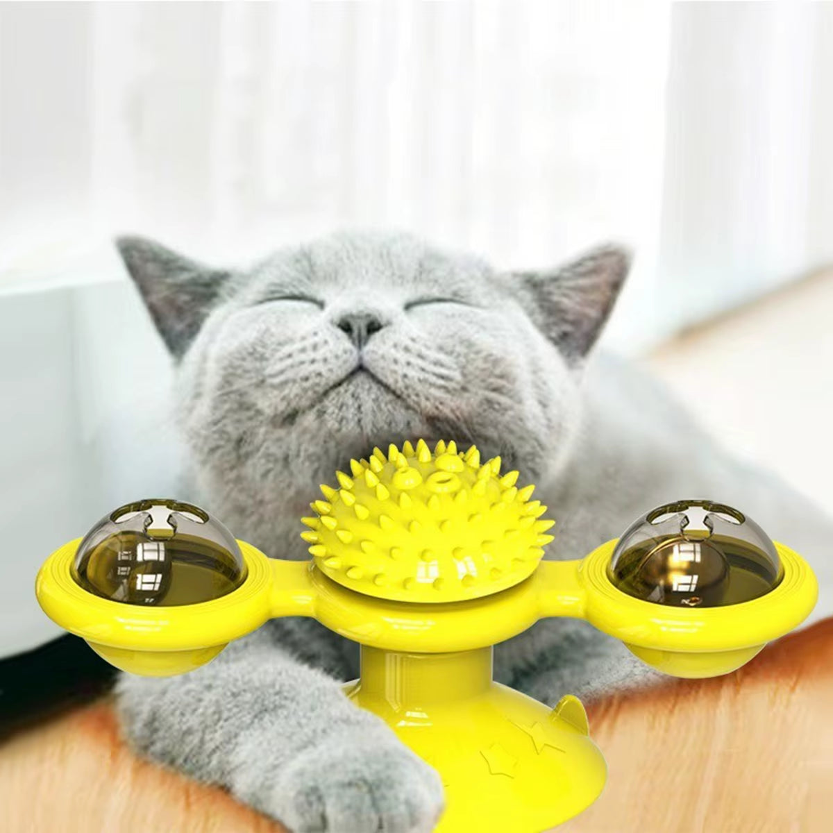 Multifunctional Cat Toy with Glowing Ball & Catnip, Suction Cup Design, Interactive Play & Teeth Massage