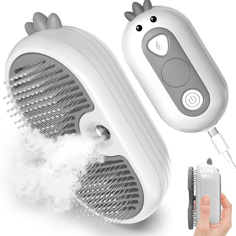 Petterm Upgraded 3 in 1 PET Steam Brush, Spray Hair Removal Comb with Release Button, Anti-Static Fine Spray, Effective for Dogs and Cats