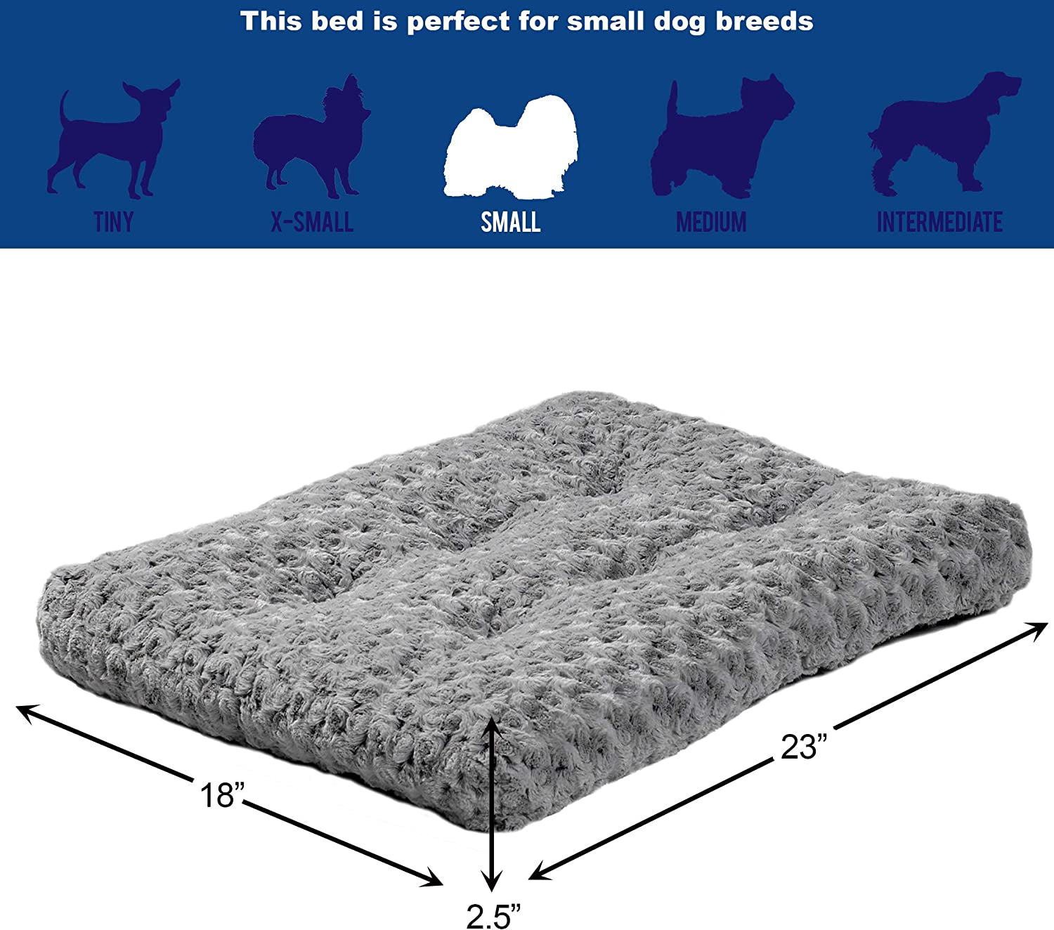 Plush Pet Bed 40624-SGB| Ombre Swirl Dog Bed & Cat Bed | Gray 23L X 18W X 1.75H Inches for Small Dog Breeds