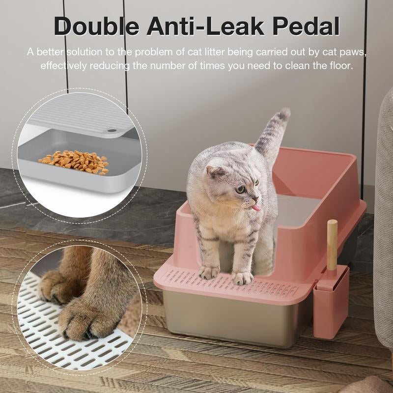 Stainless Steel Litter Pan with Lid, Extra Large Litter Pan XL, High Side Enclosed Litter Pan for Cats and Big Cats, Leak Proof Easy to Clean Box Toilet