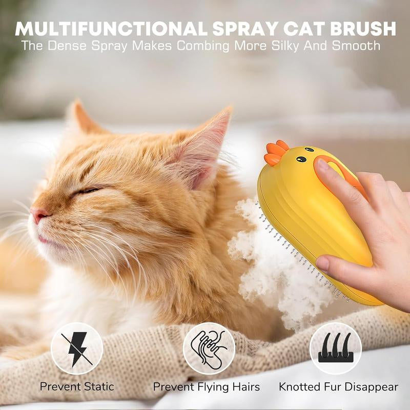 Petterm Upgraded 3 in 1 PET Steam Brush, Spray Hair Removal Comb with Release Button, Anti-Static Fine Spray, Effective for Dogs and Cats