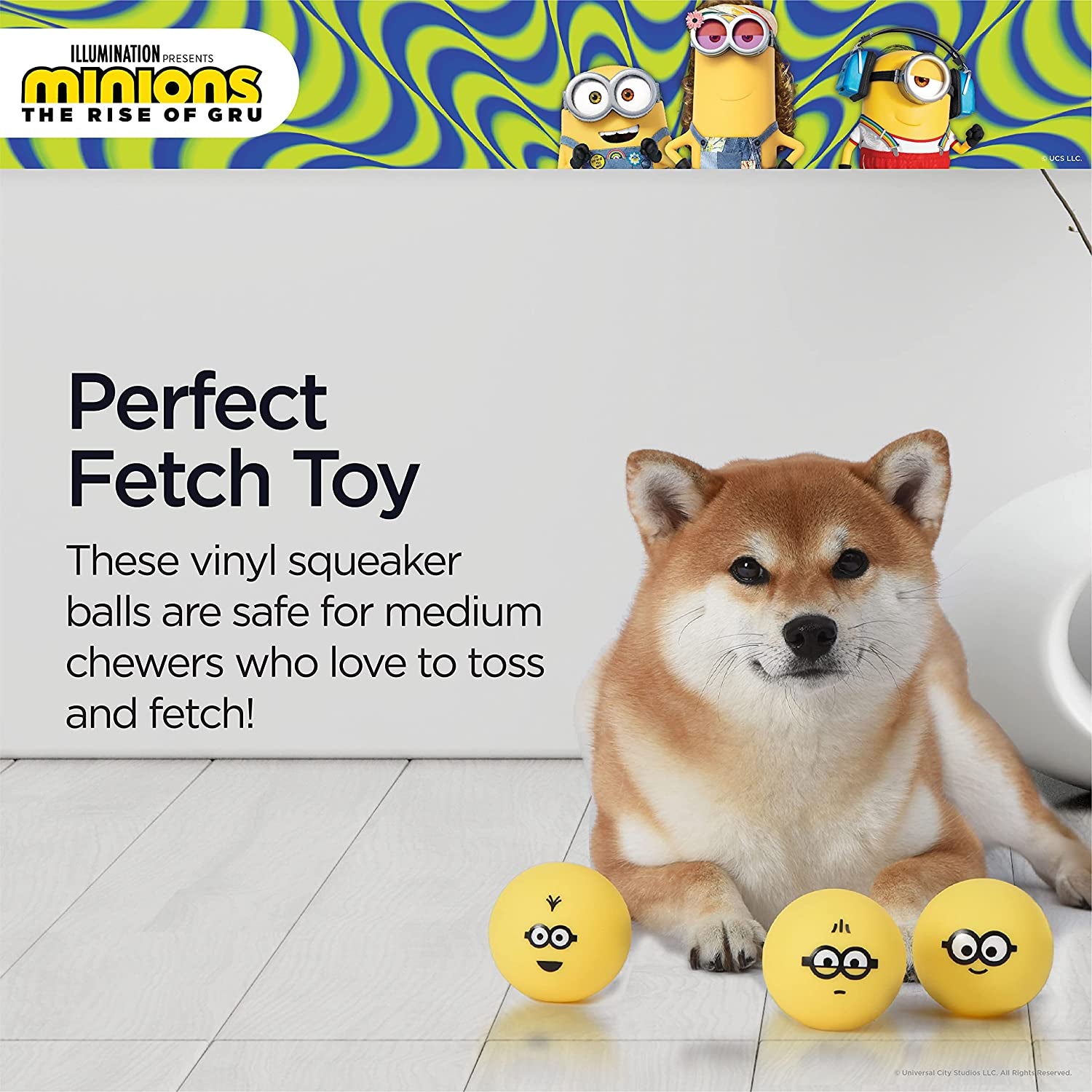 Despicable Me Vinyl Squeaker Ball Dog Toys Bob, Kevin, and Otto, 3 Pack | Yellow Plastic Small Squeaky Dog Chew Toys from  | Plastic Dog Toys