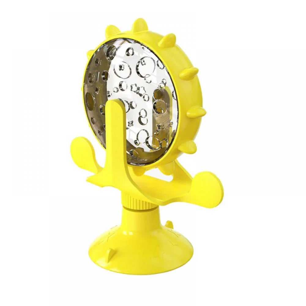 Cat Food Puzzle, Windmill Cat Toy, Turntable Food Dispenser, Multifunctional Interactive Teasing, Funny Kitten Toys Cat Leaking Food Puzzle Toy with Strong Suction Cup