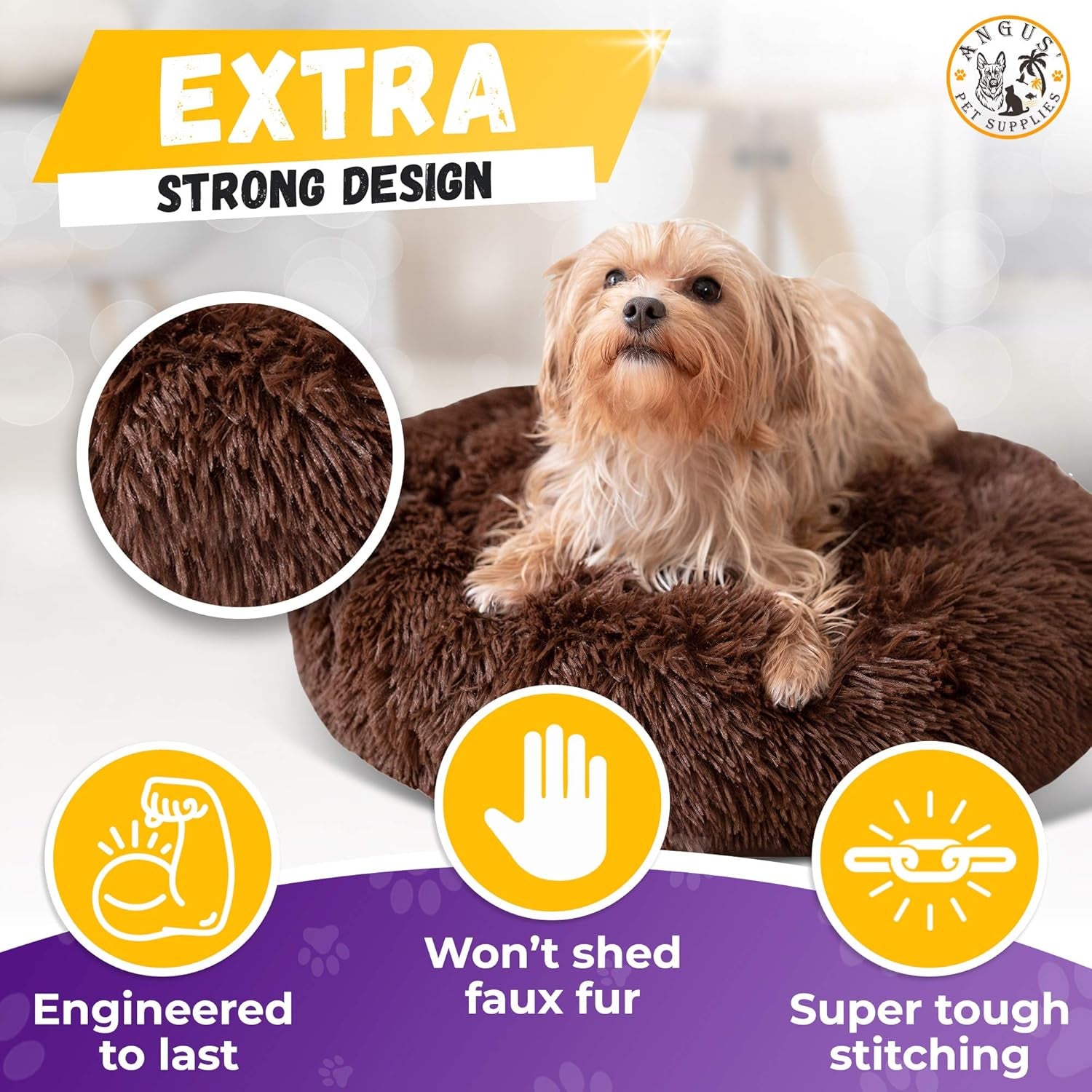 Calming Donut Pet Bed with Blanket - Comfy anti Anxiety, Fluffy Fuzzy round - for Dogs and Cats Who Love to Snuggle - Super Durable, Machine Washable, Water Resistant Base, Multiple Sizes S-XL
