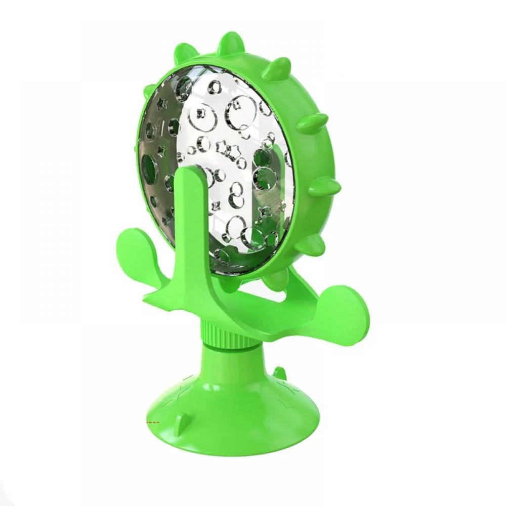 Cat Food Puzzle, Windmill Cat Toy, Turntable Food Dispenser, Multifunctional Interactive Teasing, Funny Kitten Toys Cat Leaking Food Puzzle Toy with Strong Suction Cup