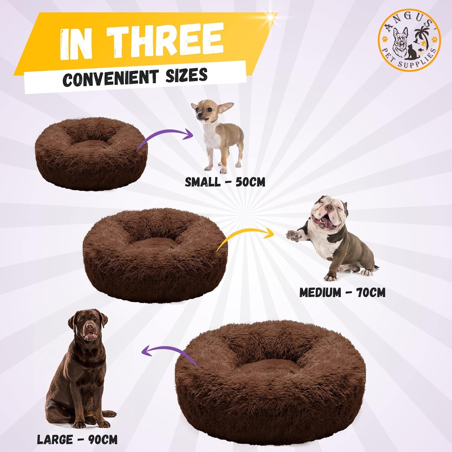 Calming Donut Pet Bed with Blanket - Comfy anti Anxiety, Fluffy Fuzzy round - for Dogs and Cats Who Love to Snuggle - Super Durable, Machine Washable, Water Resistant Base, Multiple Sizes S-XL