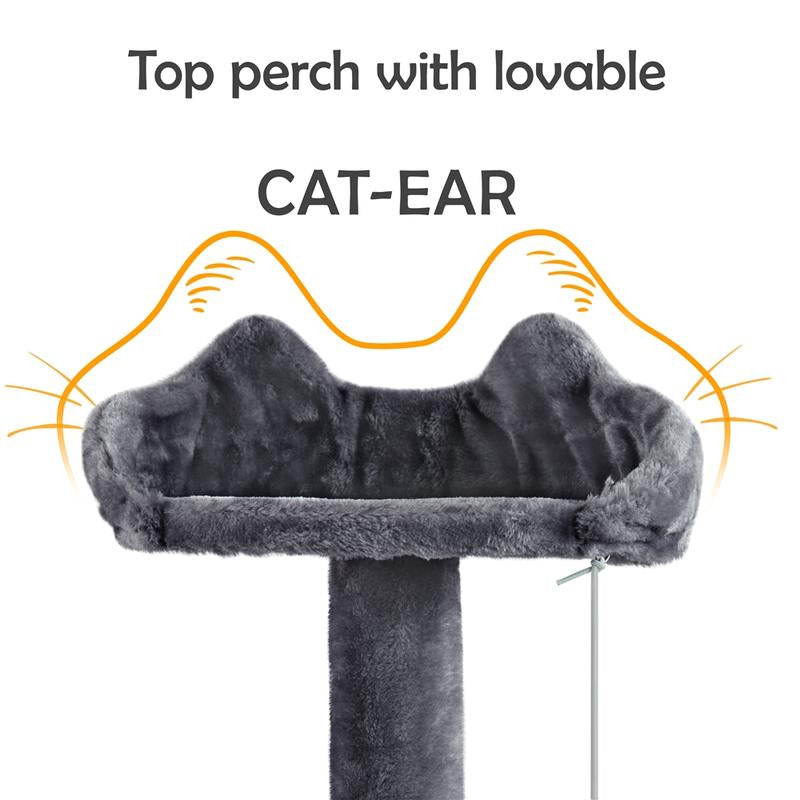 【#Fathersdaygift】Yaheetech 57'' Cat Tree Multilevel Cat Tower with 2 Condos & Dangling Ball & round Platform & Ladder