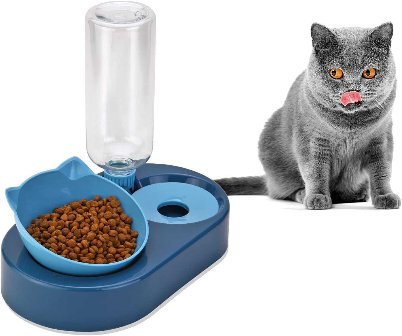 Cat Dog Automatic Water and Food Bowls,Tilted Cat Food Bowl Water Food Bowl Double 0-15°Adjustable Tilted Water and Food Bowl Set,Raised Pet Bowl for Cats or Small Dogs Cat Water Bowl
