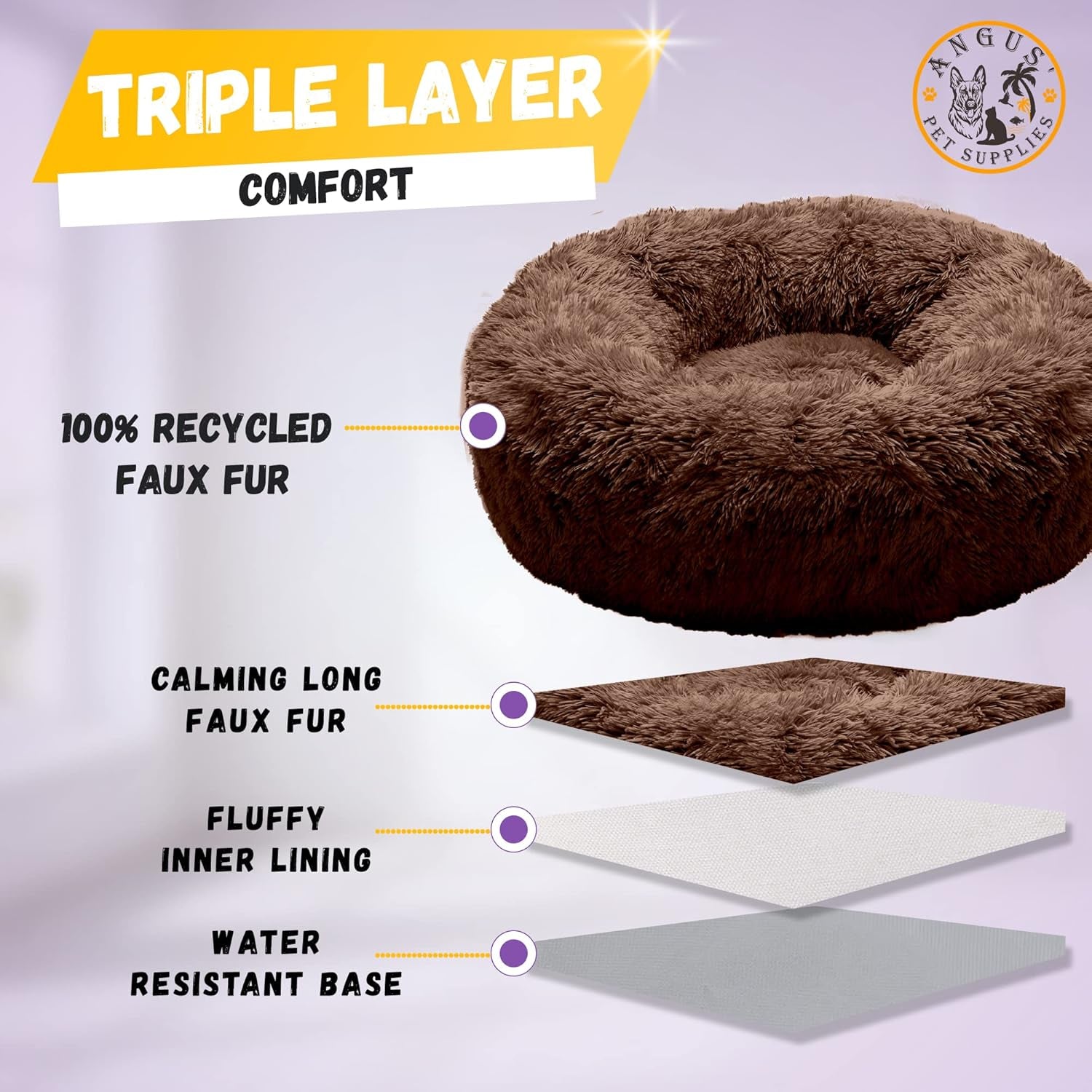 Calming Donut Pet Bed with Blanket - Comfy anti Anxiety, Fluffy Fuzzy round - for Dogs and Cats Who Love to Snuggle - Super Durable, Machine Washable, Water Resistant Base, Multiple Sizes S-XL